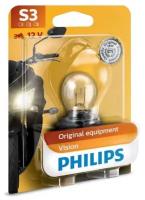 Лампа мотоциклетная Philips Vision Moto S3 15W P26s+30% (бл.) 12V, 1шт, 12008BW