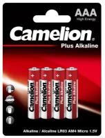 Батарейки Camelion LR03 Plus Alkaline BL-4(LR03-BP4, 1.5В)(4 шт в уп.), 1 уп