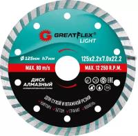 Диск отрезной алмазный комбинированный турбо GreatFlex Light, 125 x 2.2 x 7.0 x 22.2 мм