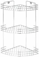 Полка настенная для ванной угловая металл хром 3 яруса W2672C Аквалиния