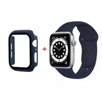 Чехол для Apple Watch 40mm со стеклом + силиконовый ремешок, темно-синий