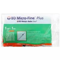 Шприц BD Micro-Fine Plus U-100 инсулиновый 1 мл 0,3х8 мм. 10 шт