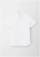 Школьная рубашка s.Oliver, на пуговицах, короткий рукав, без карманов, однотонная, размер 104/110, белый
