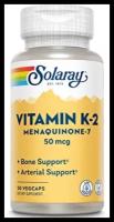 Solaray Vitamin K-2, MK-7 50mcg 30 vegcaps