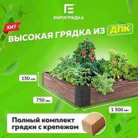 Грядка из ДПК 1.5 м х 0.75 м, (доска: 15.5х3 см, цвет: венге)