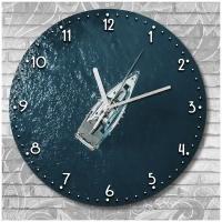 Настенные часы УФ пейзаж (корабль, ship, море, океан, вода, плавание, путешествия, красивый пейзаж) - 2153