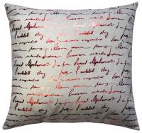 Подушка декоративная матех LUXURY ARIA писание. 40*40*10. Цвет светло-серый, ярко-красный