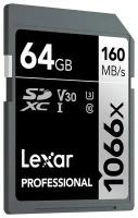 Карта памяти LEXAR Professional 1066x SDXC UHS-1 U3 V30 64 ГБ