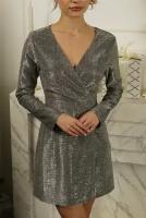 Платье женское блестящее вечернее мини с люрексом, размер 42
