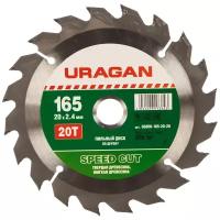 URAGAN Speed cut 165х20мм, 20Т, диск пильный по дереву