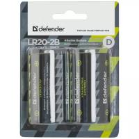 Батарейка Defender алкалиновая D LR20, в упаковке: 2 шт