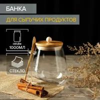 Банка для сыпучих продуктов «Эко» с ложкой, 1000 мл, 11,5×11×16 см