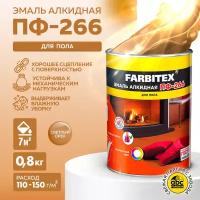 Эмаль ПФ-266 для пола FARBITEX (Артикул: 4300011425; Цвет: Светлый орех; Фасовка = 0,8 кг)