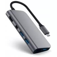 USB-концентратор Satechi Aluminum Type-C Multimedia Adapter (ST-TCMM8PA), разъемов: 4, space gray