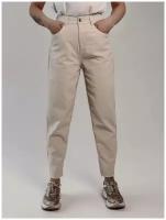 BUN / Брюки кожаные с карманами женские свободные прямые не Армани зауженные классические из кожи штаны белые или бежевый размер 46