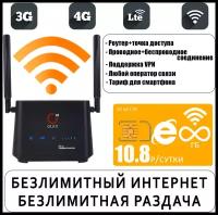 Комплект с безлимитным интернетом и раздачей I Wi-Fi роутер OLAX AX5 PRO со встроенным 3G/4G модемом + сим карта с тарифом за 10.8р/сутки
