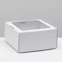 Коробка самосборная, с окном, крафт, белая, 23 x 23 x 12 см