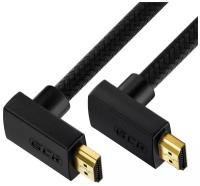 Кабель GCR HDMI (верхний угол) - HDMI (верхний угол) (GCR-HMAC1), 1 м, черный нейлон