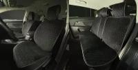 Накидки для Hyundai Accent седан II (1999-2010) / Хендай Акцент на весь салон Maximal Ромб, Алькантара, Черный с красной строчкой