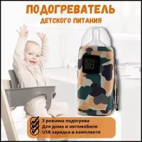 Подогреватель портативный USB для детских бутылочек/для смеси и воды/в машину/на прогулку/Белый