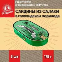 Сардина из салаки в голландском маринаде, тушки, За Родину, 5 шт. по 175 г