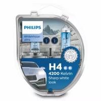 Лампа автомобильная галогенная Philips WhiteVision Ultra 12342WVUSM H4 P43t 4200K 2 шт