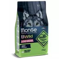 Сухой низкозерновой корм для взрослых собак всех пород Monge Dog BWild LOW GRAIN корм из мяса дикого кабана 2,5 кг