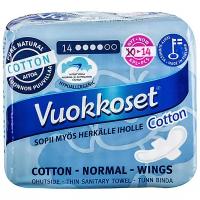 Vuokkoset прокладки Cotton Normal Wings, 4 капли