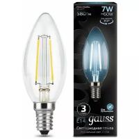 Лампа светодиодная gauss, LED Filament Candle 103801207 E14, C35, 7Вт, 4100К