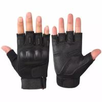 Тактические перчатки без пальцев для спецназа, фитнеса, спорта на открытом воздухе, цвет черный, размер L