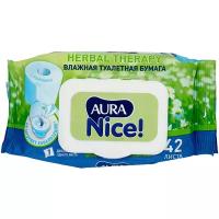 Влажная туалетная бумага Aura Nice Herbal therapy с ромашкой белая 42 лист