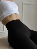 Леггинсы женские спортивные в рубчик / спортивные лосины/ Amil/ черный, размер XL