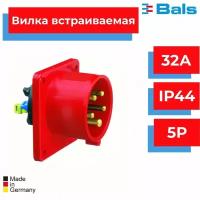 Вилка встраиваемая 32А 5р(3р+N+PЕ), 400В, 6h, IP44, QC 75x75