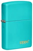 Зажигалка с покрытием Flat Turquoise, латунь/сталь, бирюзовая, глянцевая Zippo 49454ZL GS