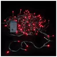 Царь Елка Светодиодная гирлянда для дома 180 красных LED ламп 18 м, зеленый ПВХ, контроллер, IP20 180RE