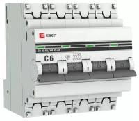 Автоматический выключатель 4P 6А (C) 4,5kA ВА 47-63 EKF PROxima