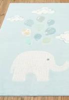 Ковер на пол 1,33 на 1,9 м в детскую, голубой Confetti Kids Cute Elephant 03 Light Blue