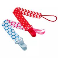 Держатель пустышки Roxy kids Select Soother Saver, с рождения, 2 шт., белый/синий/красный, 2 шт