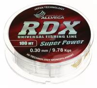 Леска Allvega RDX universal диаметр 0.3 мм, тест 9.78 кг, 100 м, прозрачная