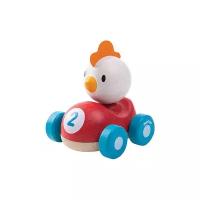 Каталка-игрушка PlanToys Chicken Racer (5679), красный/белый/голубой