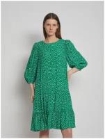 Ярусное платье с принтом, цвет Зеленый, размер XL