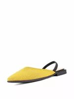 Желтые летние женские туфли открытые INSTREET текстильные без каблука