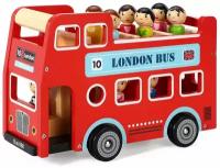 Деревянный двухэтажный красный автобус Лондона с фигурками