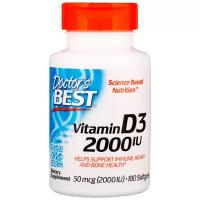 Doctor's Best - Vitamin D3 2000 IU (180 softgels) - Витамин Д3 поддержки для иммунитета и крепких костей