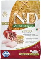 N&D Cat Ancestral Grain с курицей и гранатом низкозерновой сухой корм для стерилизованных кошек и кастрированных котов 0,3кг