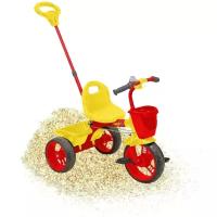 Детский трехколесный велосипед с ручкой Nika, красно-желтый