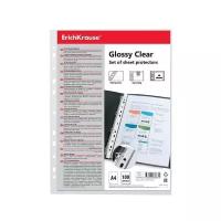 ErichKrause Набор перфофайлов Glossy Clear, A4, 60 мкм, 100 шт., прозрачный