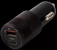 Автомобильное зарядное устройство USB + Type-C, 18W, черный