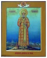 Икона на дереве ручной работы - Святой митрополит Петр. Михаил Дикарев. 1901, 15х20х1,8 см, арт А1679