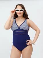 Купальник женский слитный для спорта, бассейна и пляжа с утягивающим эффектом размер 48 синий